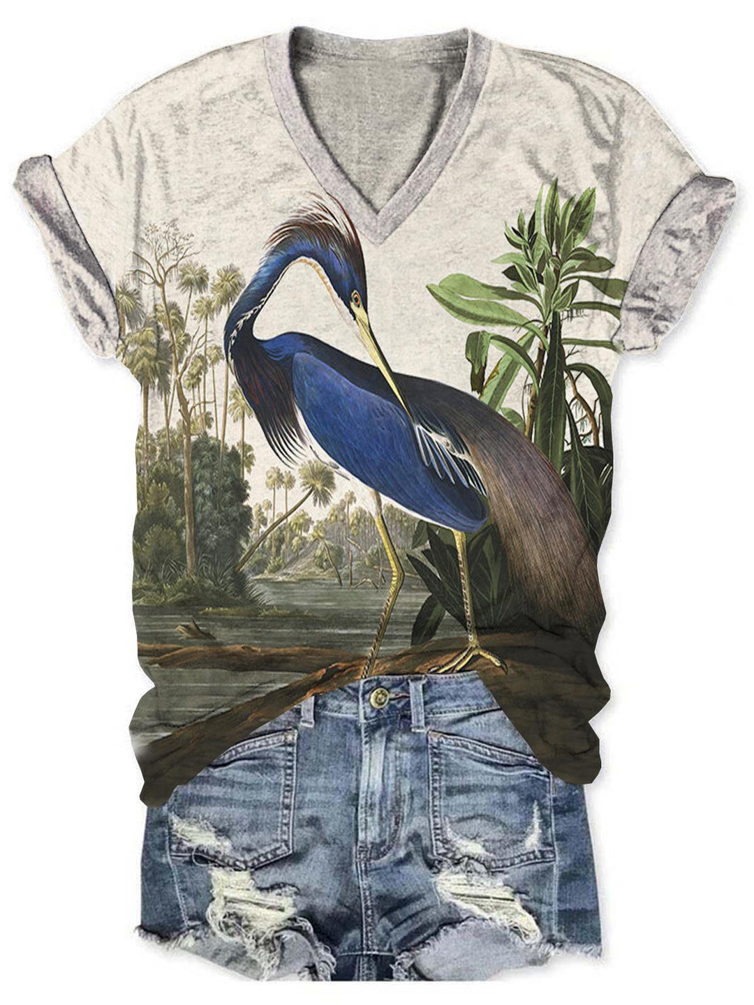 Crane Playing By The River Women's T-Shirt