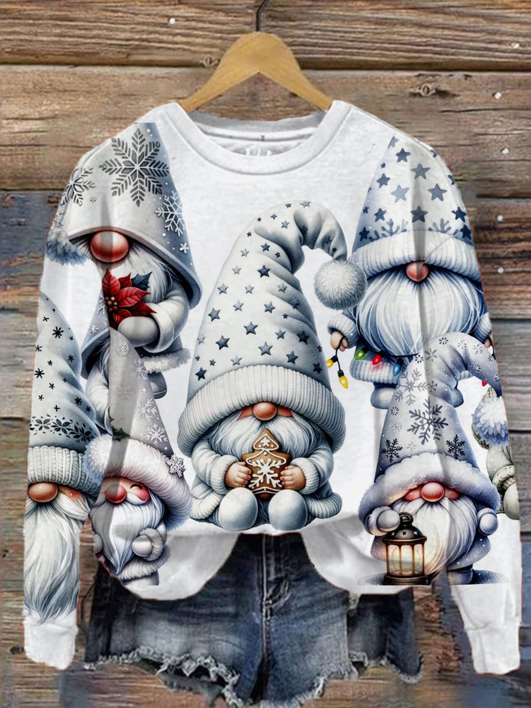 Women's Winter Gnome Print Top