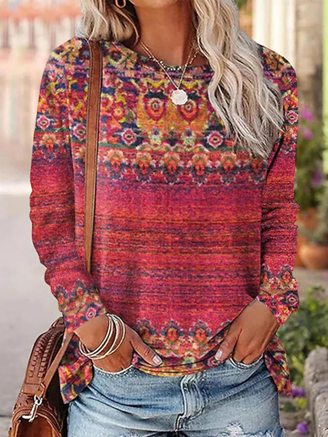 Women's Round Neck Long Sleeve Top