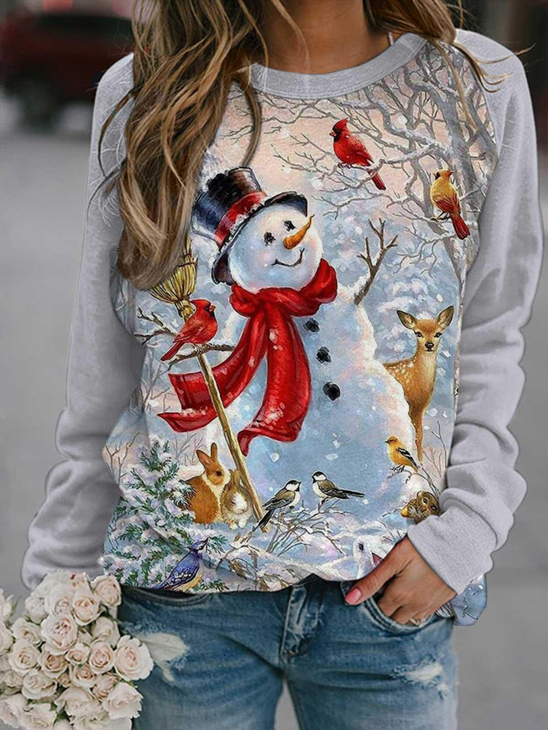 Funny Snowman Print Top