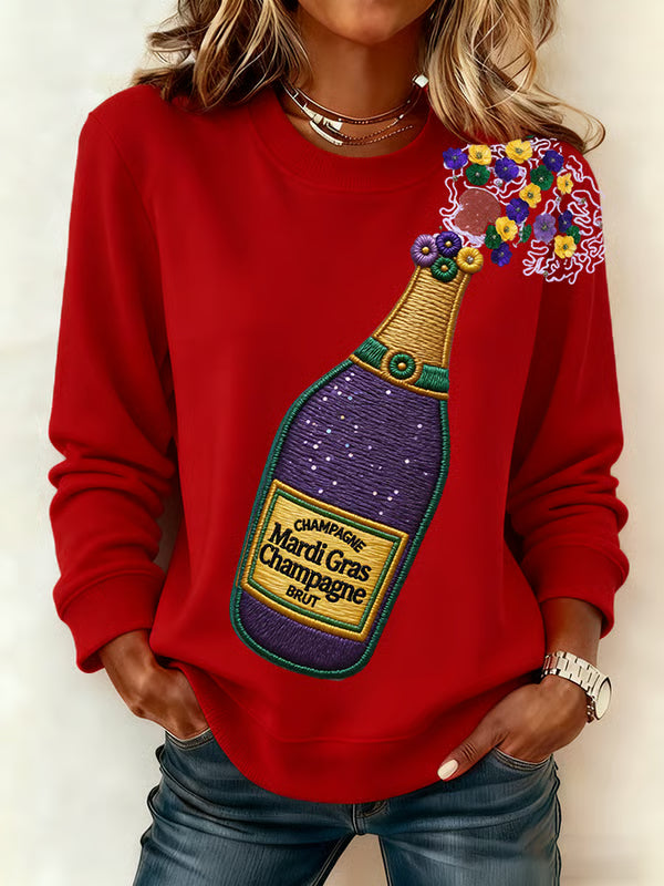 Champagne Mardi Gras Long Sleeve Casual Top