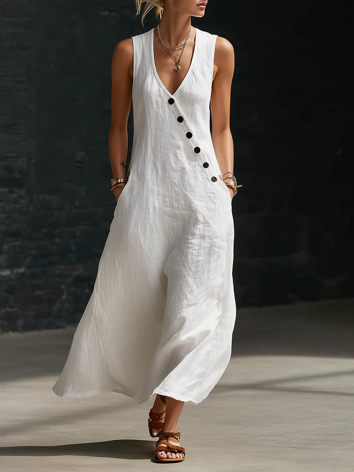 Button-Up Maxi Dress — Comfortable Minimalist Everyday Wear