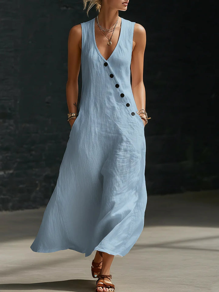 Button-Up Maxi Dress — Comfortable Minimalist Everyday Wear