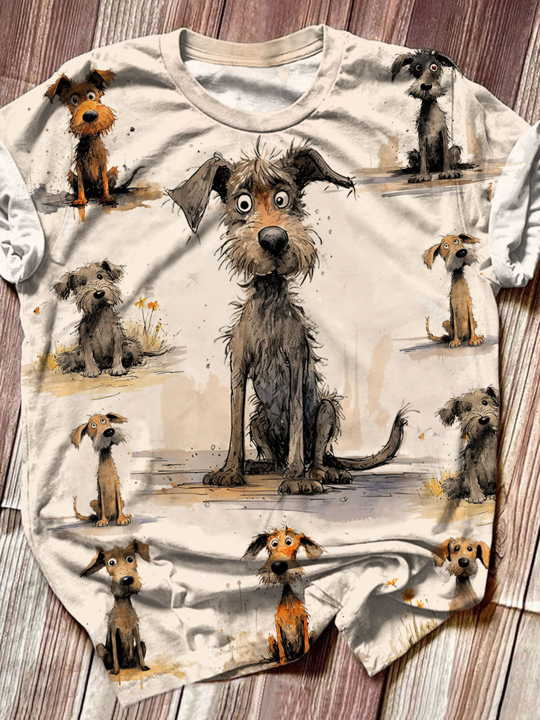 Funny Dog Print Crew Neck T-shirt