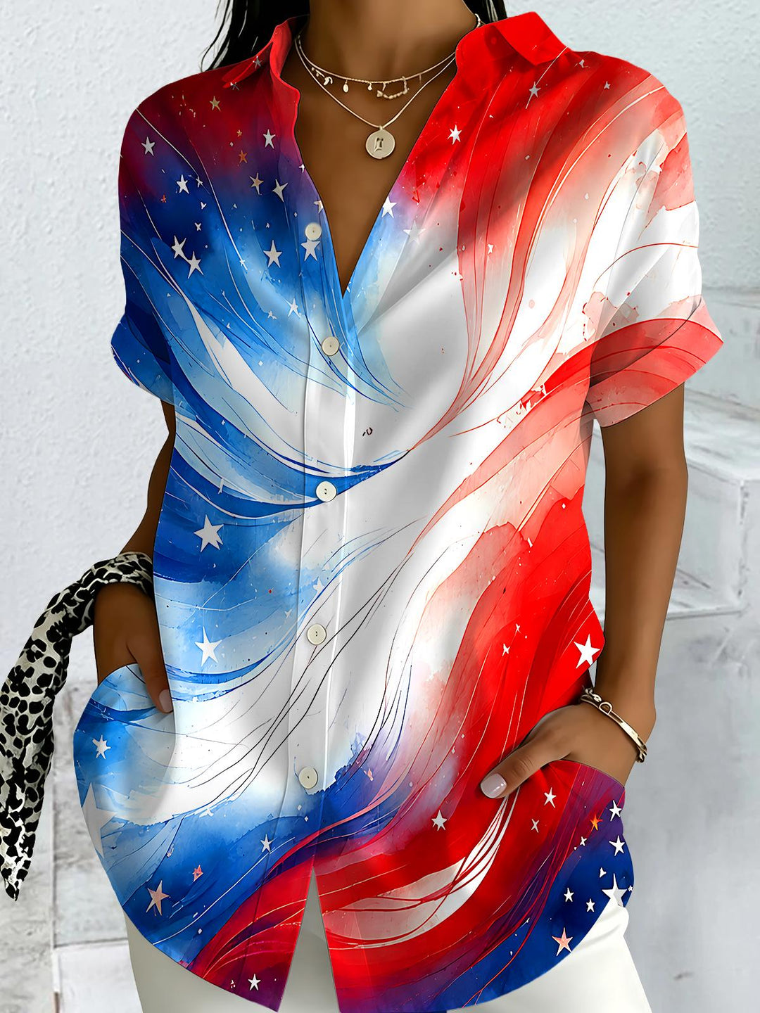Abstract Women's Short Sleeve Shirts
