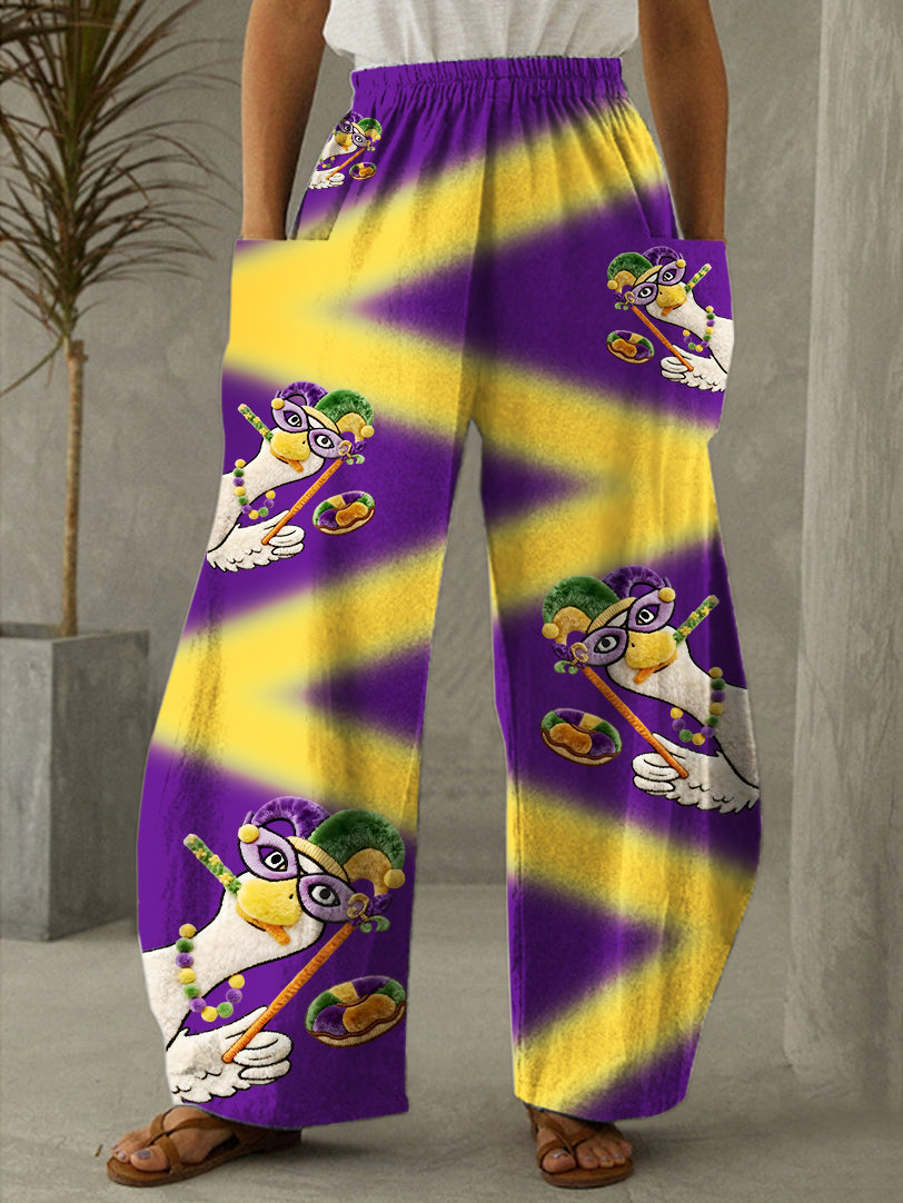 Mardi Gras Irregular Print Casual Pants