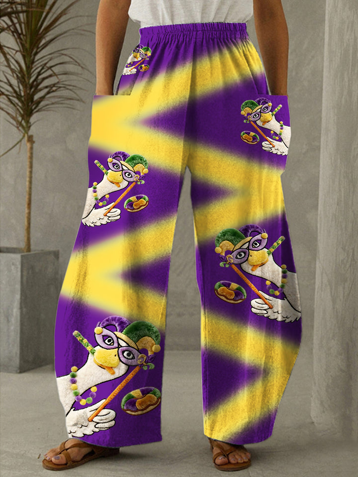 Mardi Gras Irregular Print Casual Pants