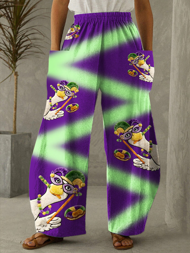 Mardi Gras Irregular Print Casual Pants