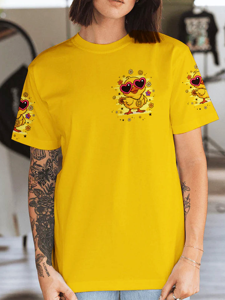 Hippie Duck Print Crew Neck T-shirt