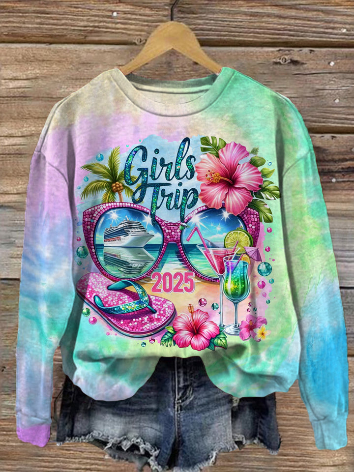 Girls Trip 2025 Printed Long Sleeve Casual Top