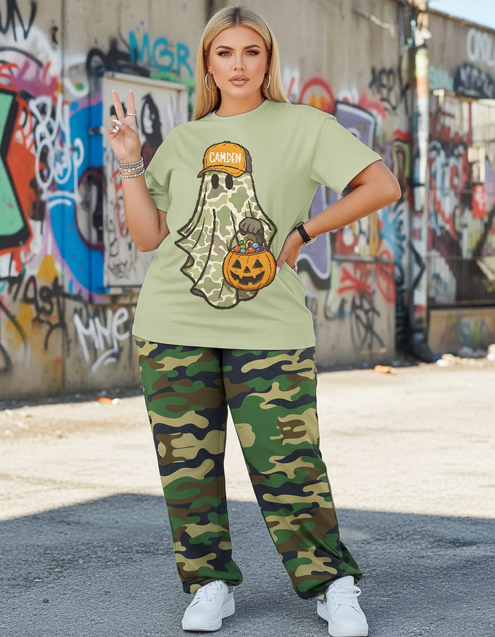 Halloween Camouflage Ghost Print T-Shirt