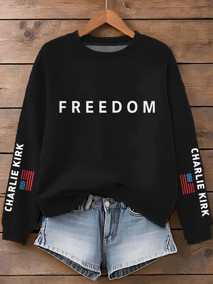 Charlie Kirk Printed Long Sleeve Casual Top
