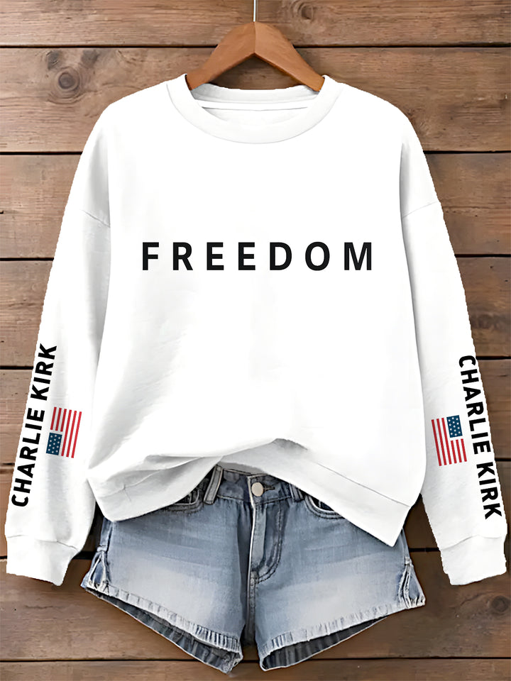 Charlie Kirk Printed Long Sleeve Casual Top