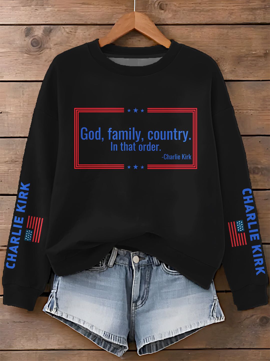 Charlie Kirk Printed Long Sleeve Casual Top