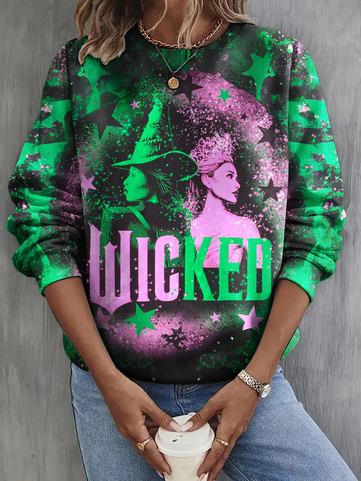 Wicked Movie Print Long Sleeve Casual Top