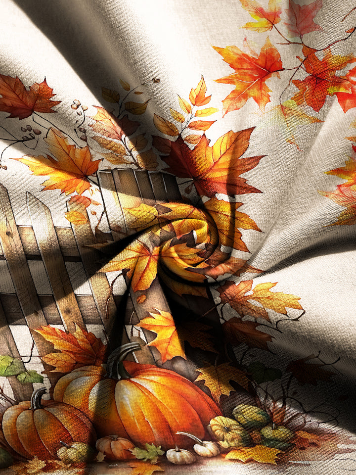 Fall Pumpkin Print Solid Hoodie