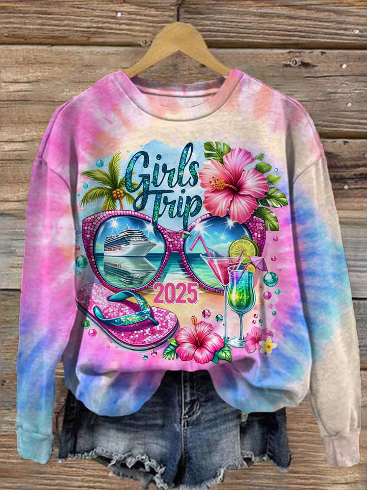 Girls Trip 2025 Printed Long Sleeve Casual Top