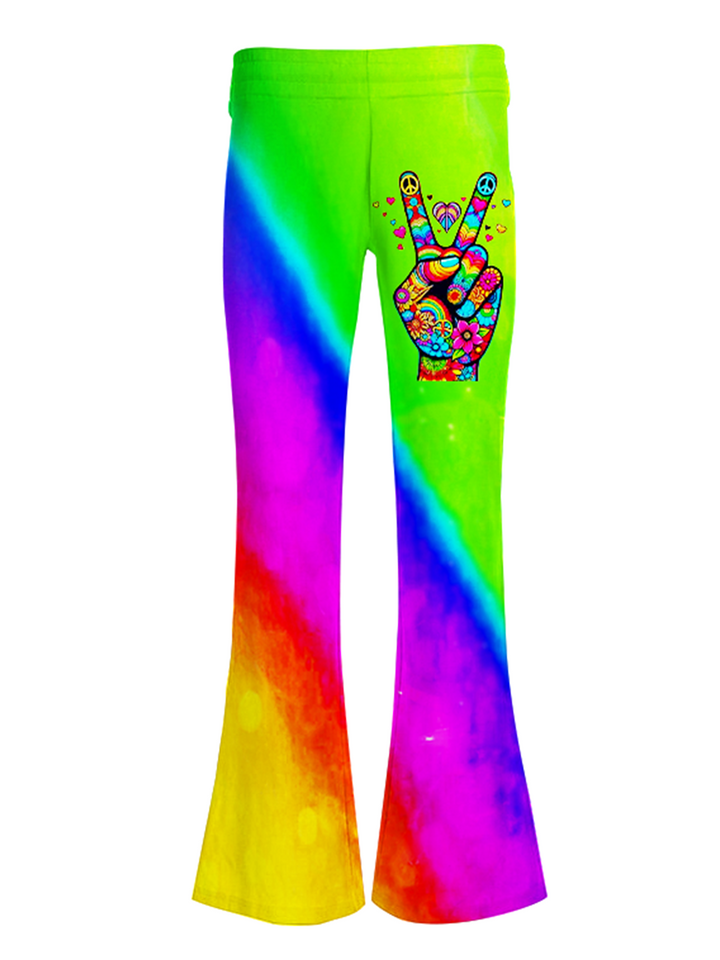 Colorful Hippie Peace Hands Bell-bottoms