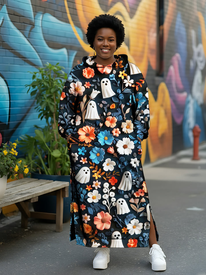 Fun Halloween Cartoon Print Hooded Dress