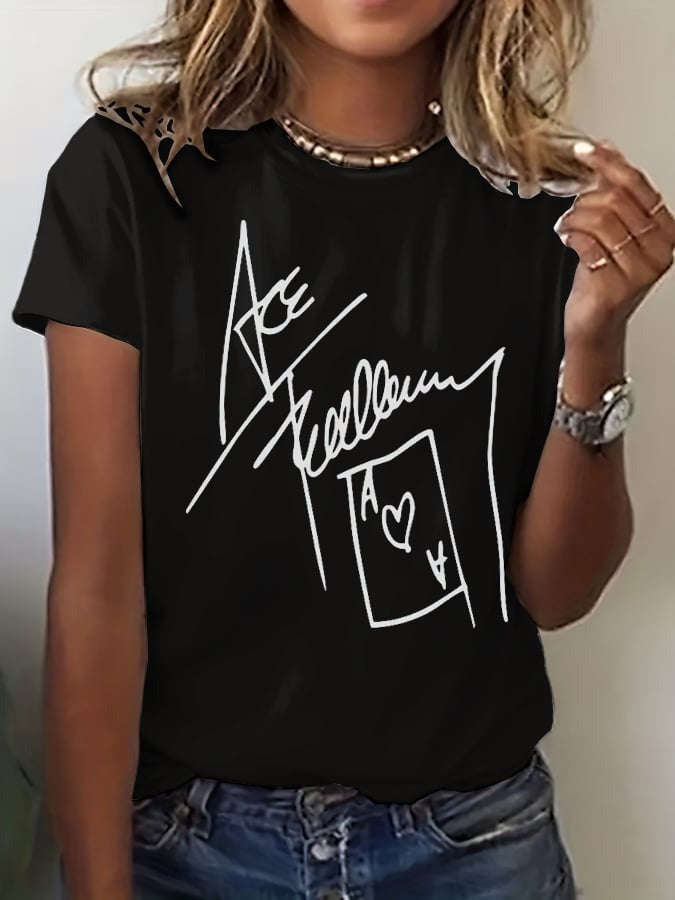 Women's Rock Memorial Print Crew Neck T-Shirt