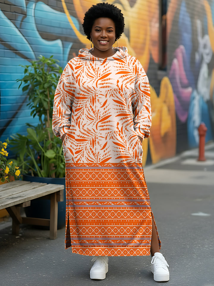 Vintage Floral Print Hooded Dress