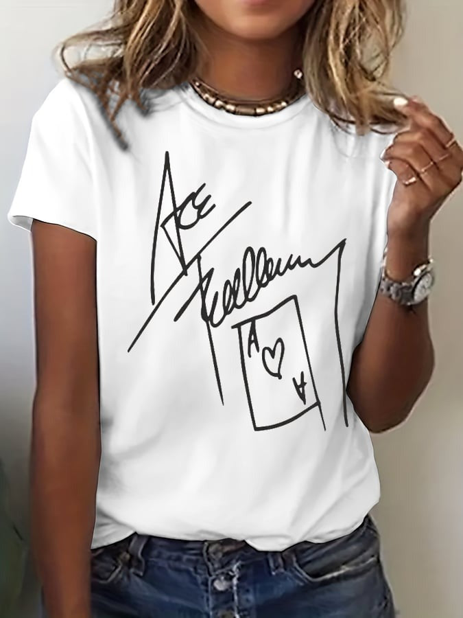 Women's Rock Memorial Print Crew Neck T-Shirt
