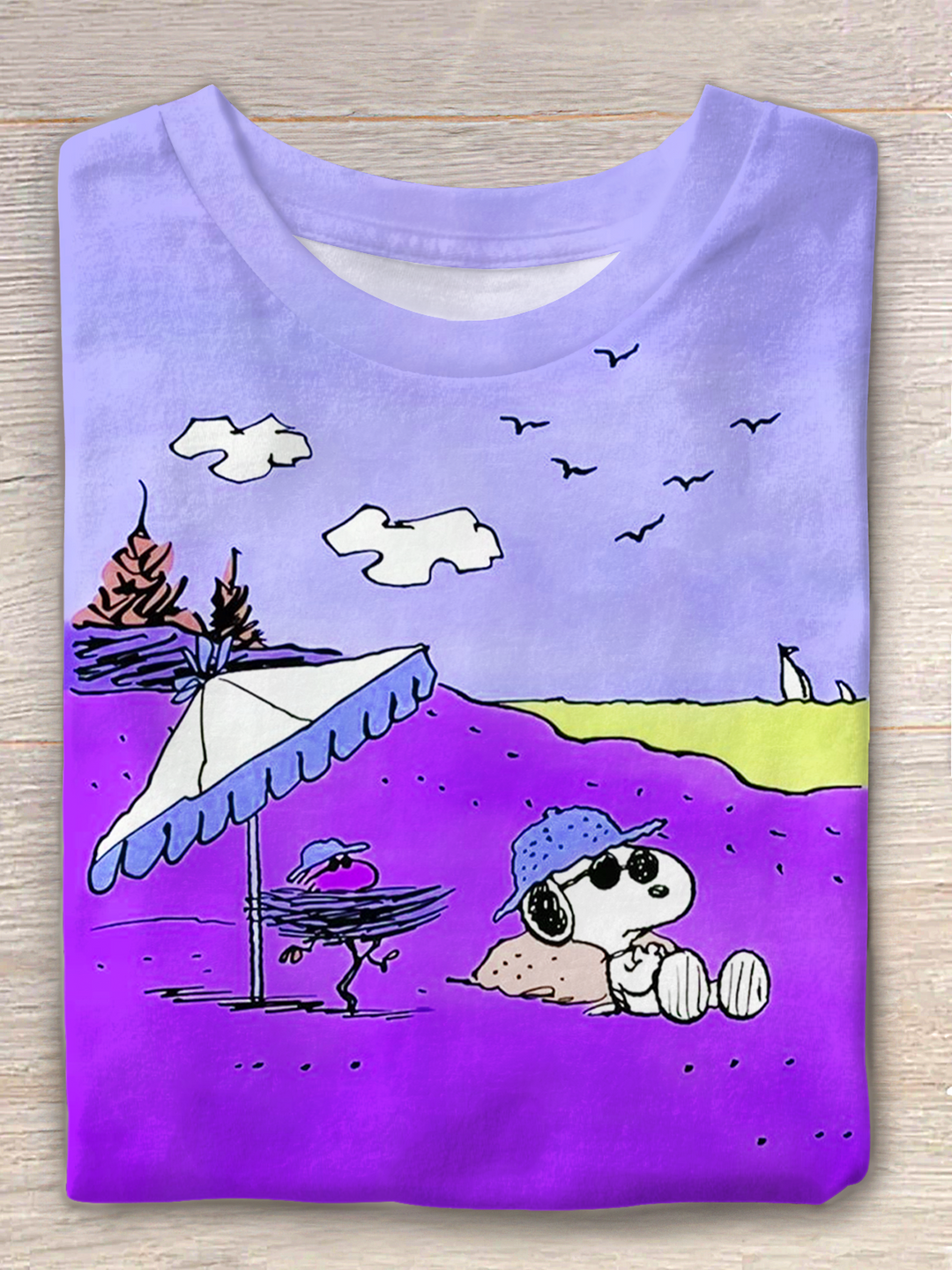 Fun Snoopy Vacation Travel Crew Neck T-shirt