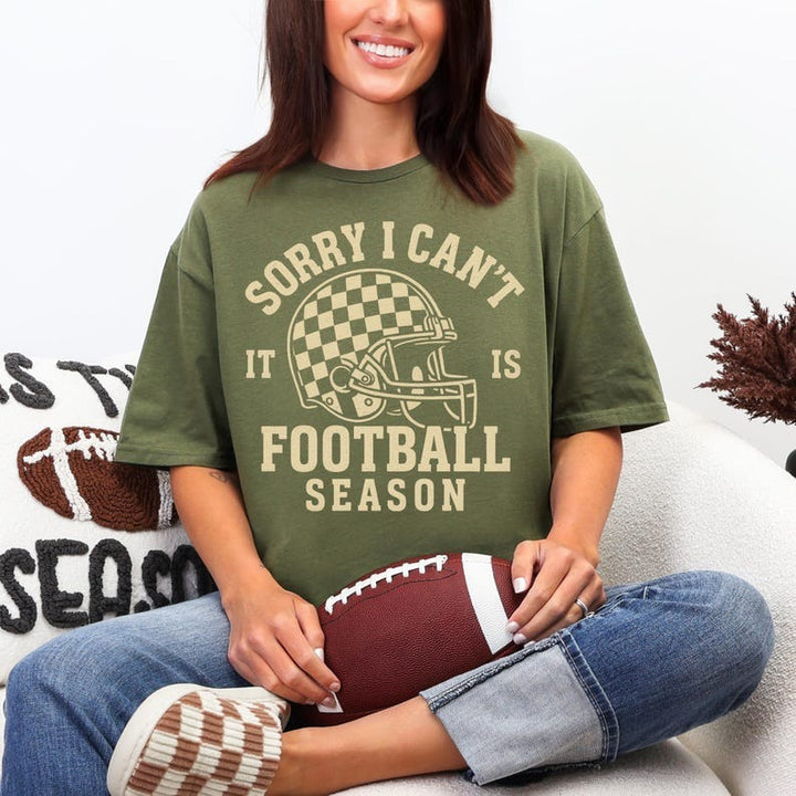 Sorry I Can't It Is Football Season Crew Neck T-shirt