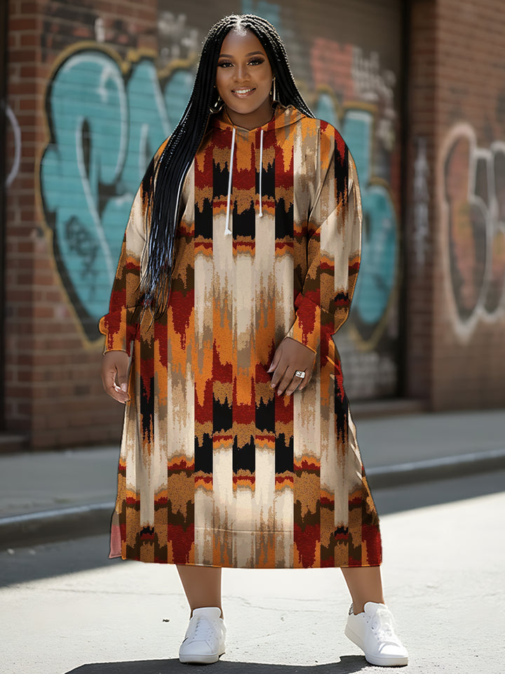 Women's Vintage Print Hooded Dress