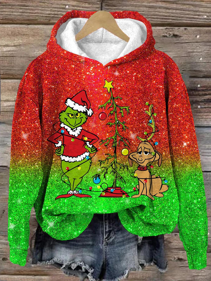 Green Monster And Friend Printed Long Sleeve Casual Top