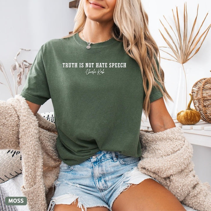 Truth Is Not Hate Speech Washed Cotton Crew Neck T-Shirt