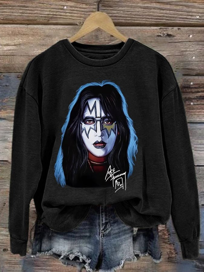 Ace Frehley Rock Legend Memorial Print Long Sleeve Top