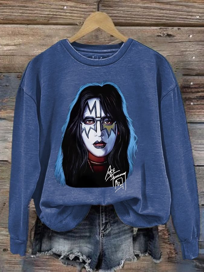 Ace Frehley Rock Legend Memorial Print Long Sleeve Top