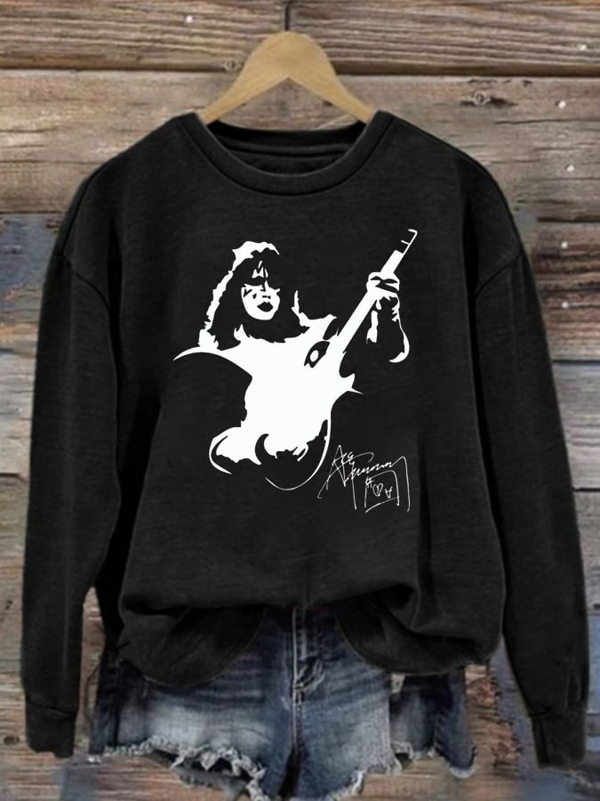 Ace Frehley Rock Legend Memorial Print Long Sleeve Top
