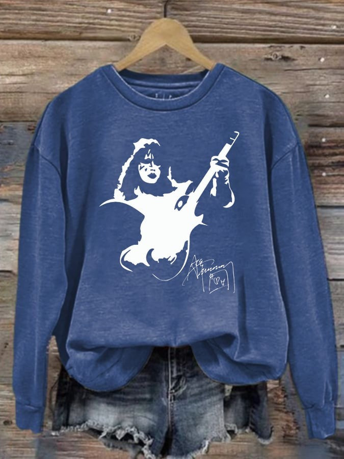 Ace Frehley Rock Legend Memorial Print Long Sleeve Top
