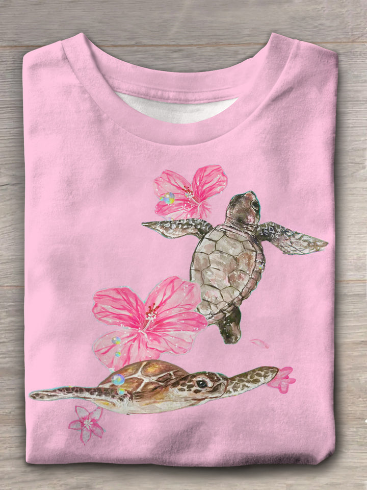 Pink Turtle Crew Neck T-shirt
