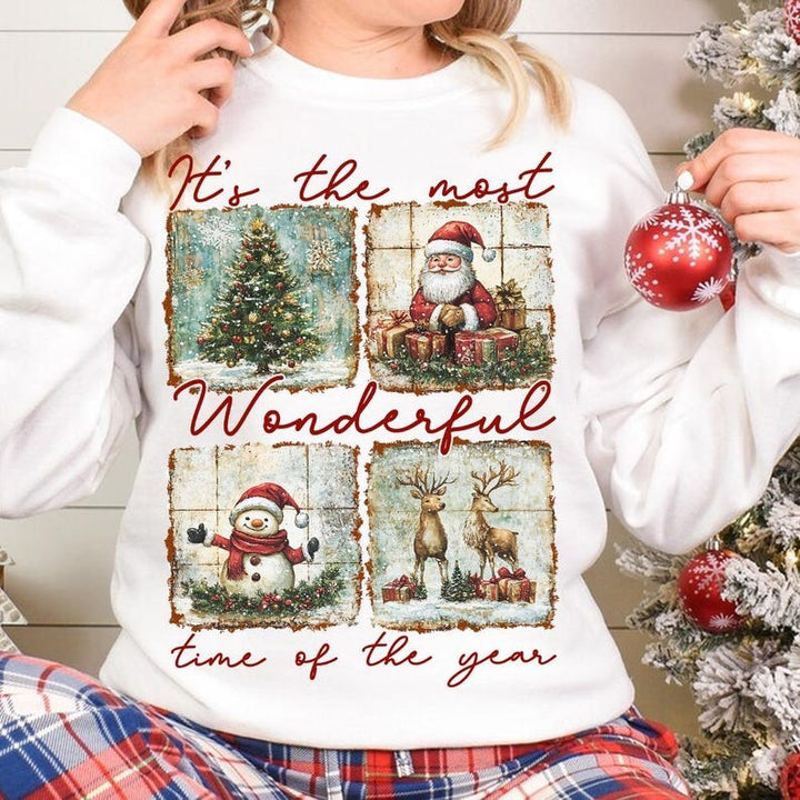 Merry Christmas Printed Long Sleeve Casual Top