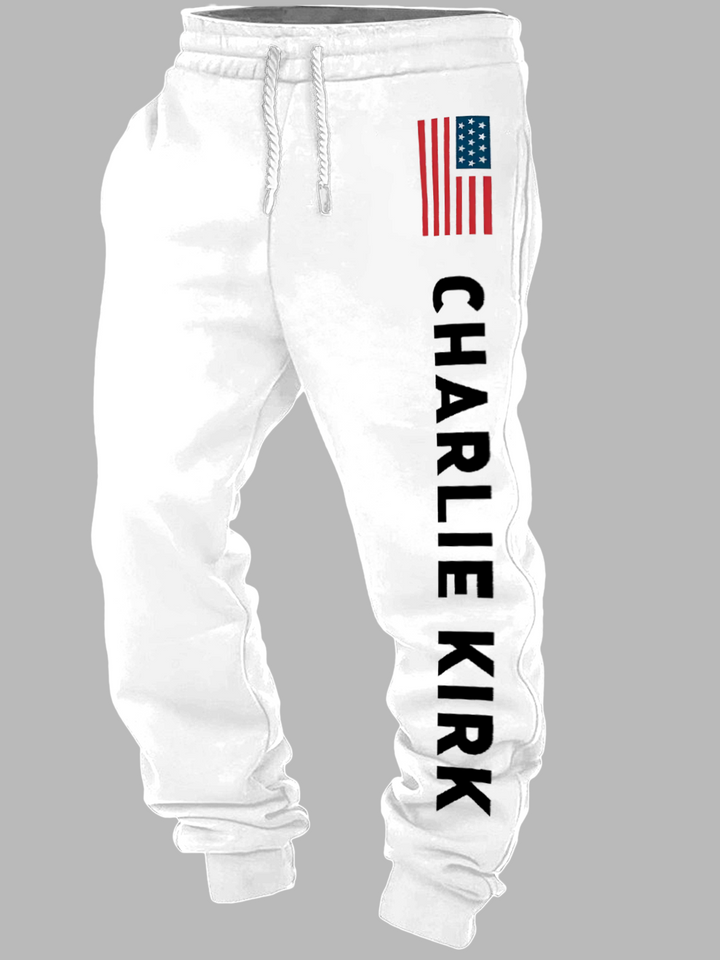 Charlie Kirk Memorial Print Casual Sports Pants