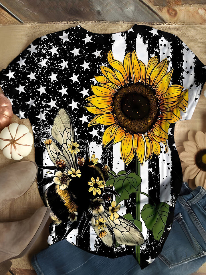 Sunflower Bee Casual T-shirt