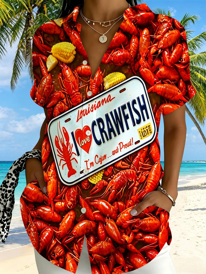 Hawaiian Delicacies Louisiana I Love Crawfish Women's Short Sleeve Shirts