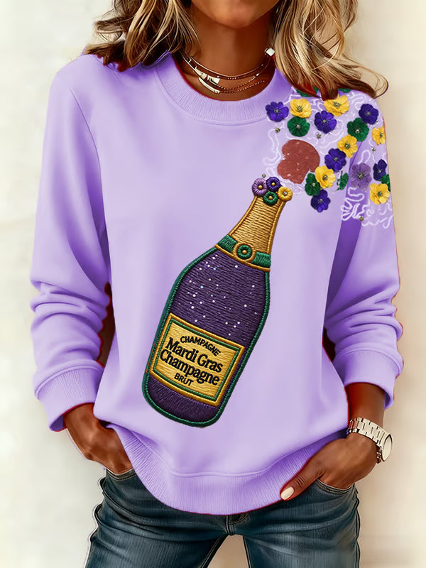 Champagne Mardi Gras Long Sleeve Casual Top