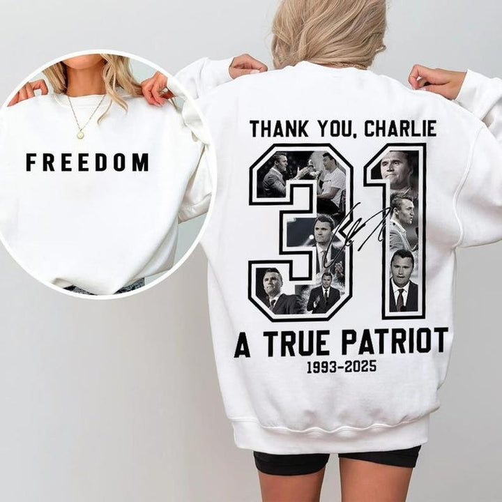Charlie Kirk Freedom Printed Long Sleeve Casual Top