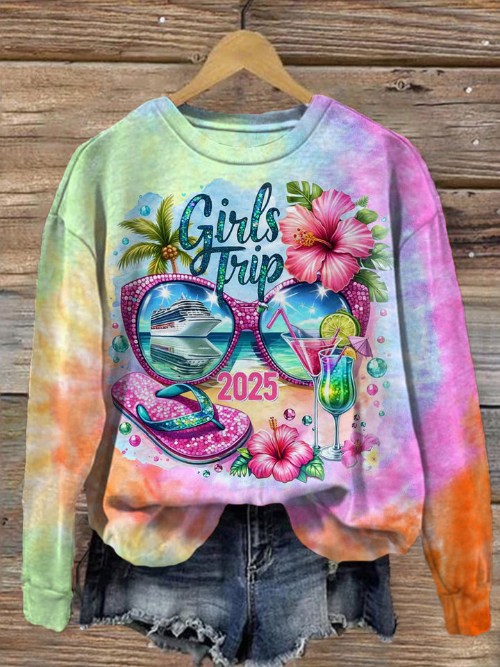 Girls Trip 2025 Printed Long Sleeve Casual Top