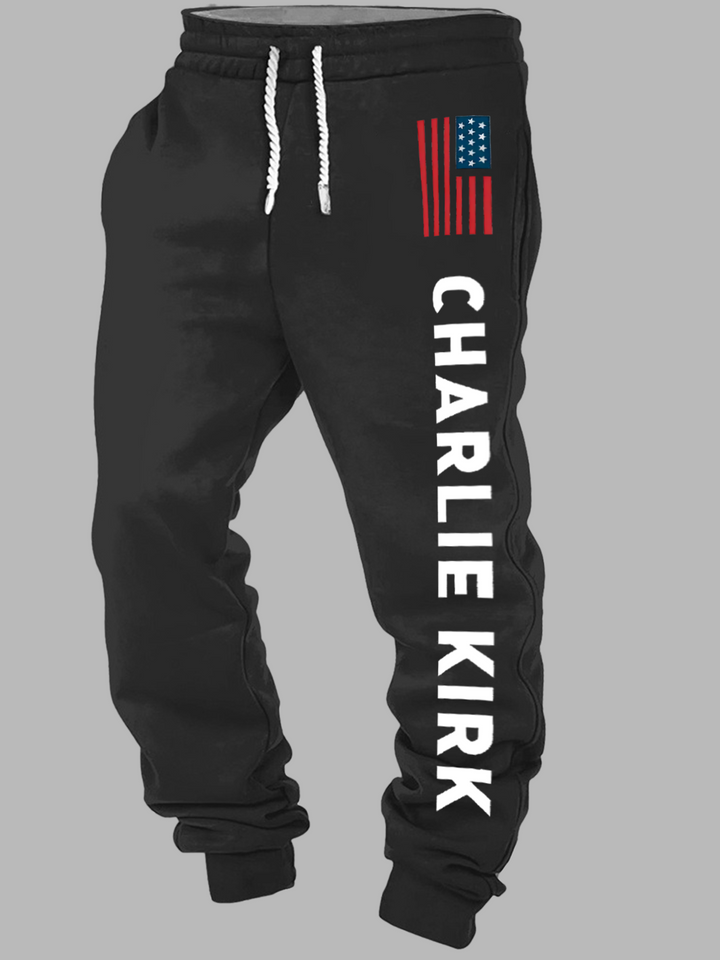 Charlie Kirk Memorial Print Casual Sports Pants
