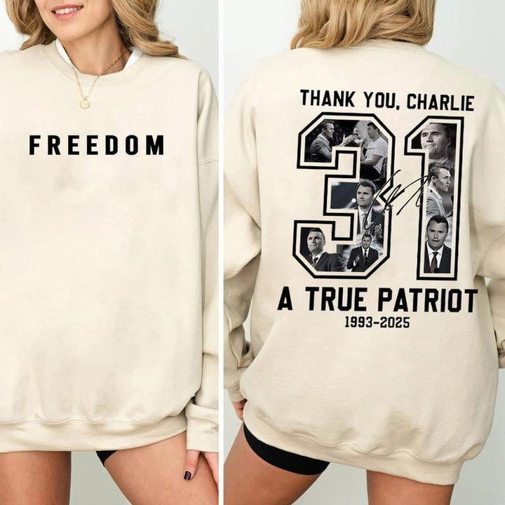 Charlie Kirk Freedom Printed Long Sleeve Casual Top