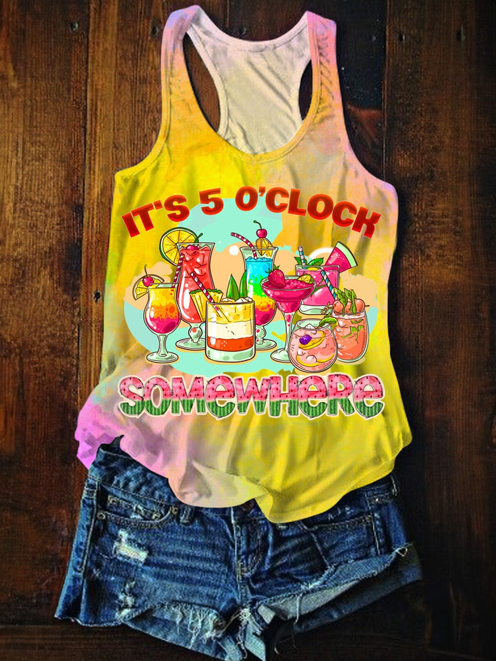 It's 5 O'clock Somewhere Printed Casual Tank Top
