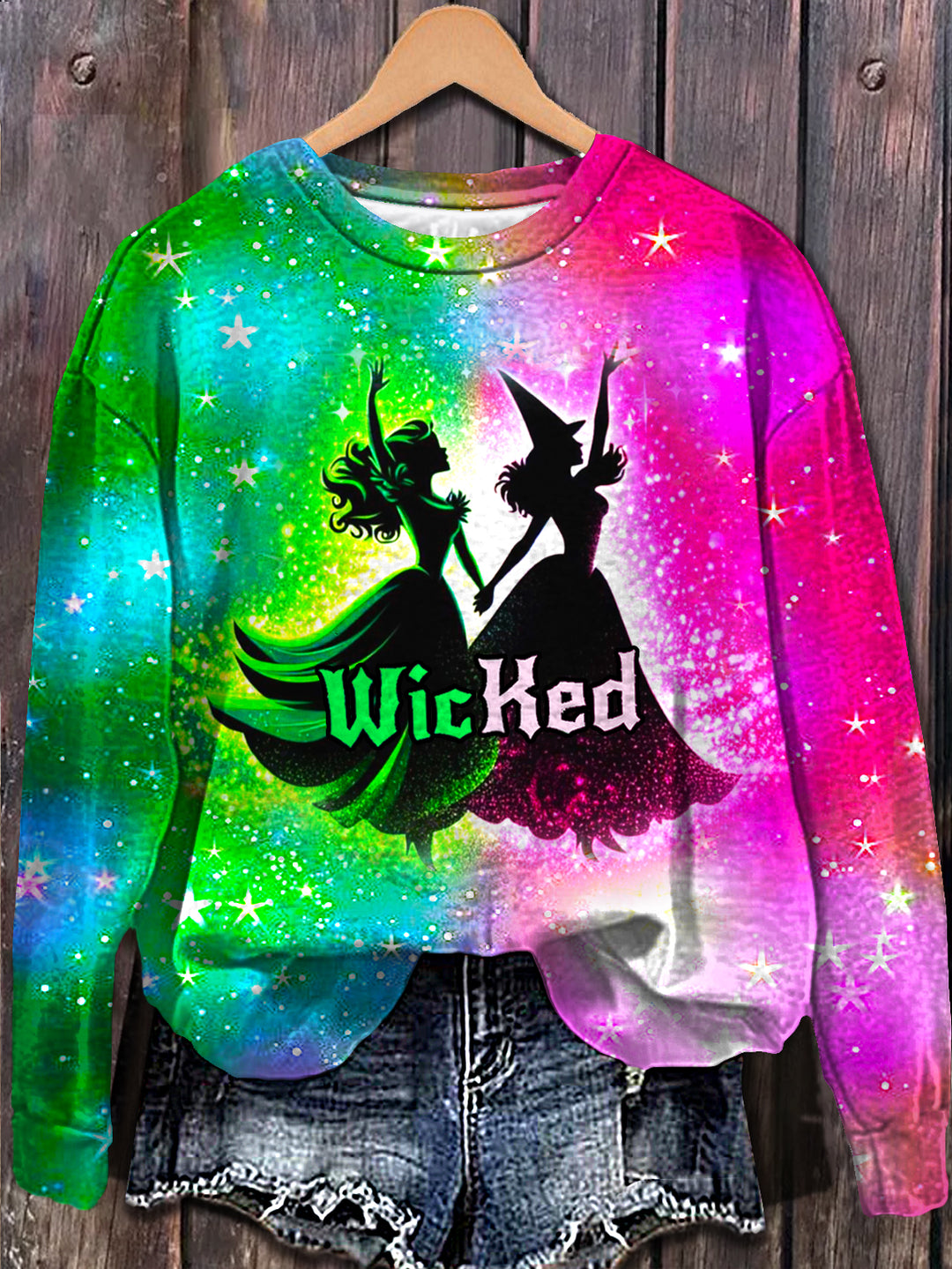 Wicked Movie Print Long Sleeve Casual Top