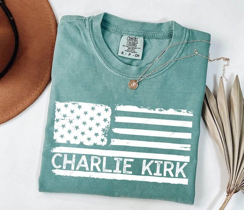 Charlie Kirk Memorial Washed Cotton Crew Neck T-Shirt
