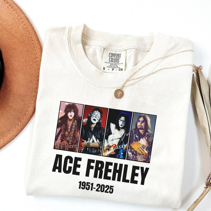 RIP Ace Frehley Washed Cotton Crew Neck T-Shirt