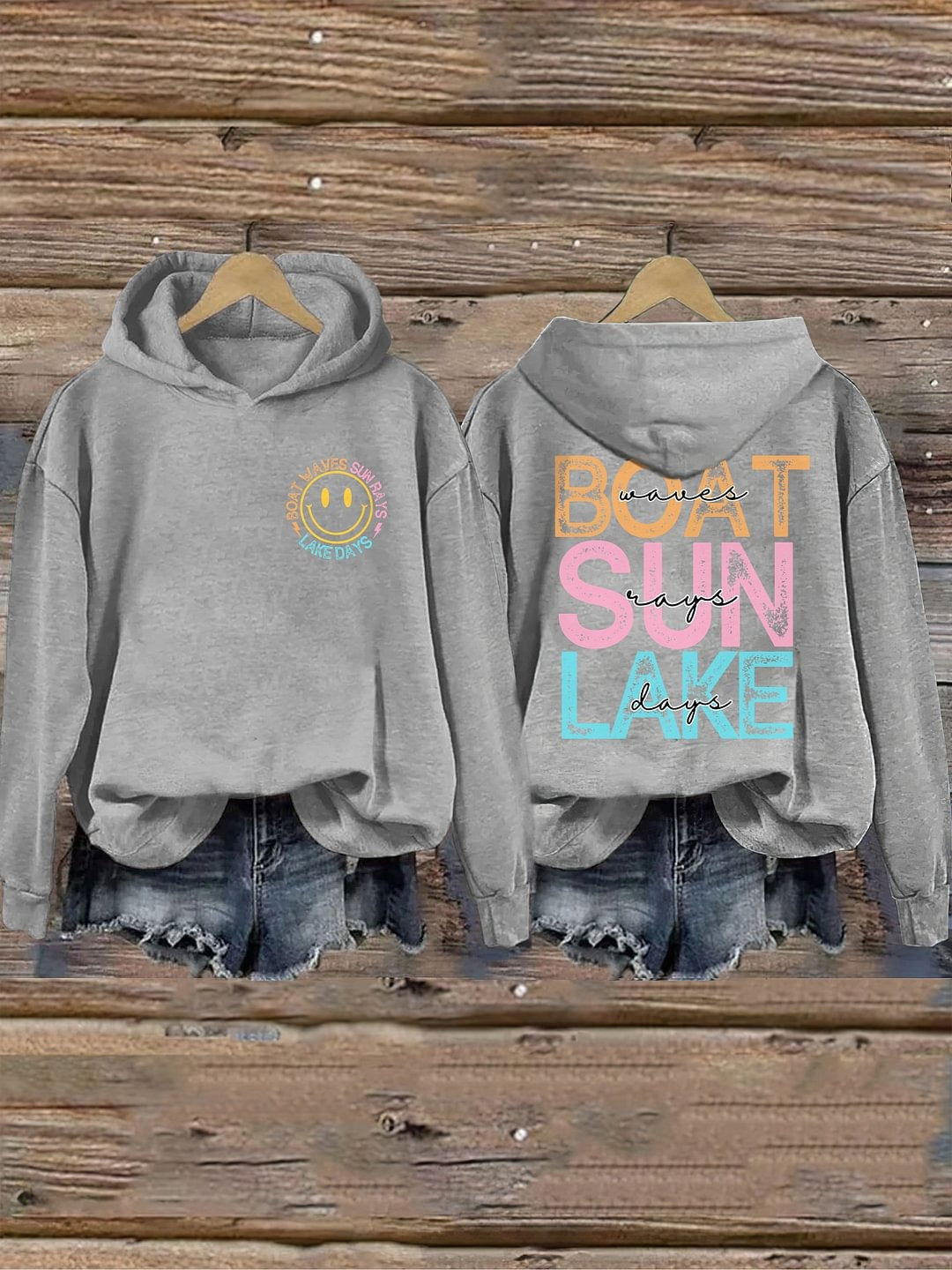 Boat Waves Sun Rays Lake Days Hoodie